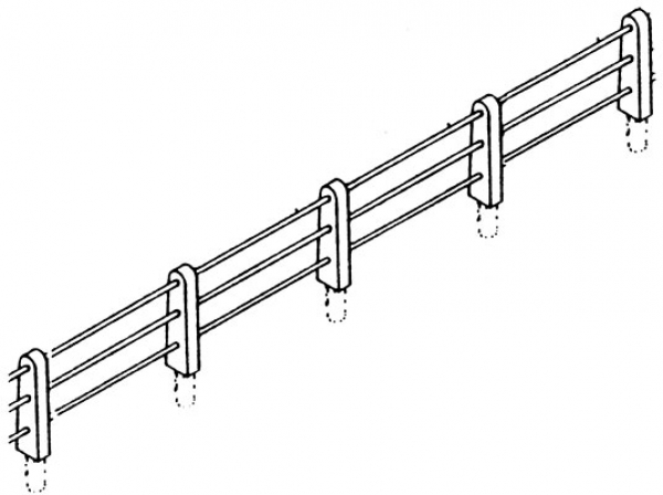 Weinert 3382 - Zaun mit Betonpfählen in schwerer Ausführung mit 3 Querstangen