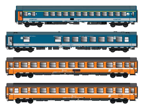 ACME AC55304 - 4er Set Personenwagen 'EC Franz Lehar' der MAV/ÖBB