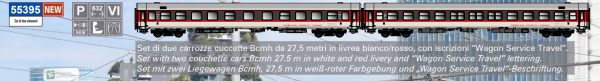 ACME AC55395 - 2-tlg. Set mit Liegewagen Typ Bcmh, Wagon-Service-Travel