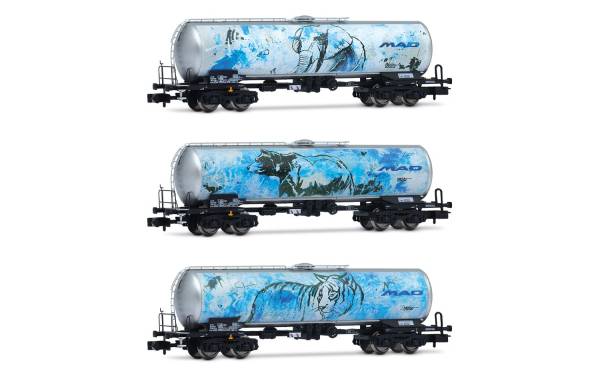 Arnold HN6687 - 3-tlg. Set Kesselwagen mit Tiermotiven "MAD" der D-BAS