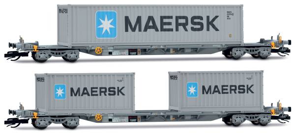 Arnold HN9765 - 2er Set Containertragwagen der Novatrans, MAERSK