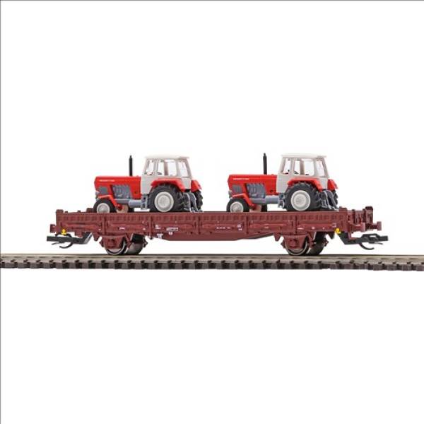 Busch 31514 - Flachwagen Ks der DR, beladen mit 2 Traktoren ZT300