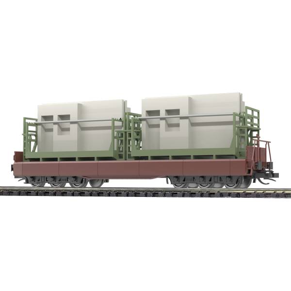 Busch 31655 - Flachwagen Samm 4818 der DR, mit Wagenboden und abgeklappten Bordwänden