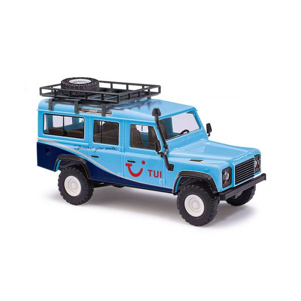 BUSCH 50334 - Land Rover Defender, TUI mit Gepäckträger und Koffer