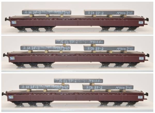 NPE NW22406 - 3-tlg. Set Schwerlastwagen Samms 4860 der DR, mit Stahlbrammen