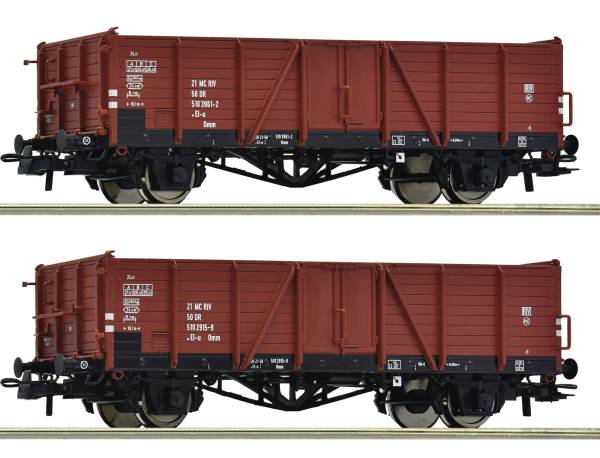 ROCO 6600194 - 2-tlg. Set: Offene Güterwagen der DR