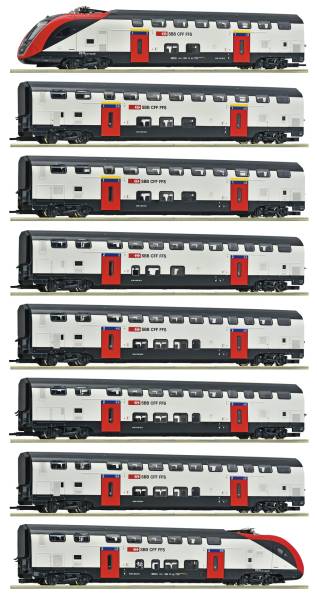 Roco 7700007 - 8-tlg. Set: Fernverkehrs-Doppelstockzug RABe 502 der SBB