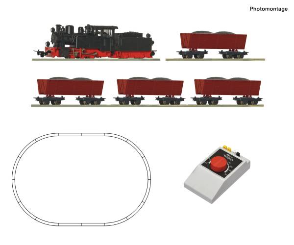 Roco 5140001 – H0e Analog Start Set: Dampflokomotive mit Lorenzug