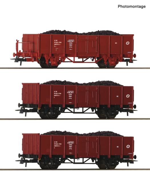 Roco 6600446 – 3-tlg. Set: Offene Güterwagen, ZFBH