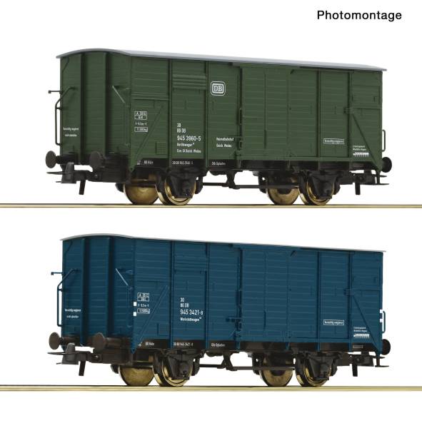 Roco 6600490 – 2-tlg. Set: Gedeckte Güterwagen, DB
