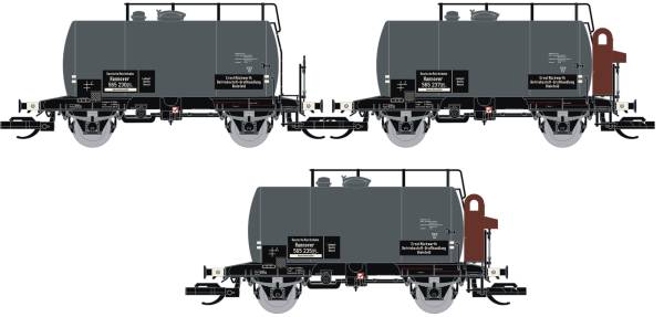 Saxonia 120114-2 - 3er Set Kesselwagen Deutz "Ölverein 2" mit Bremserhaus der DRG