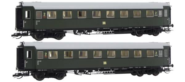 Saxonia 120183-2 - 2er Set Personenwagen C4ü Sa 07 der DR, mit Beleuchtung