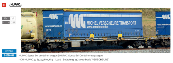 Sudexpress S4576096 - Containerwagen Sgnss HUPAC 096 60', Swap Body "VERSCHEURE"