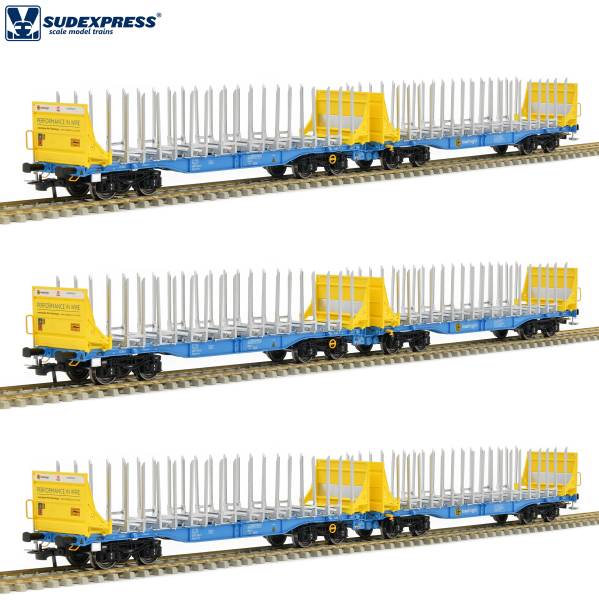 Sudexpress S4657003 - 3er Set Holztransportwagen Sggmrrs 90 'GigaWood' der innofreight