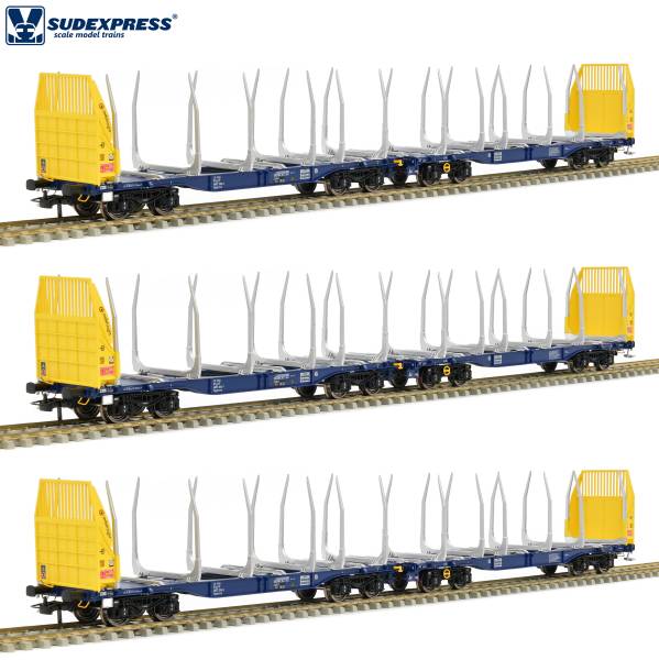 Sudexpress S4657005 - 3er Set Holztransportwagen Sggmrrs 90 'GigaWood' der innofreight