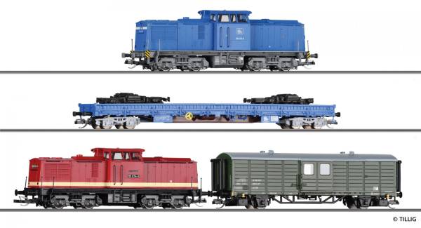 TILLIG 01080 - Güterzugset „HSB-Loküberführung“ der PRESS, mit Diesellok BR 204