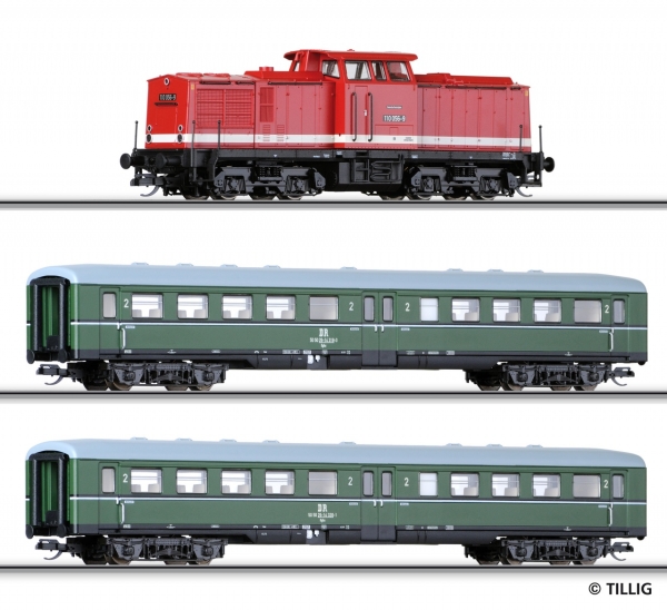 TILLIG 01425 - Personenzug-Set DR mit Diesellok BR 110