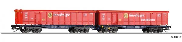 Tillig 15081 - Doppeltragwagen InnoWaggon 2x40ft der VTG, beladen mit zwei ScrapTainer