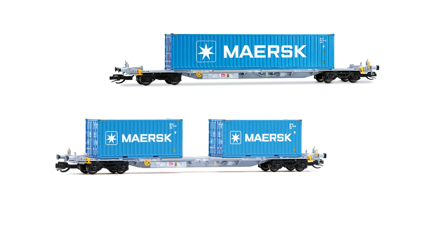 Arnold HN9765 - 2er Set Containertragwagen der Novatrans, MAERSK