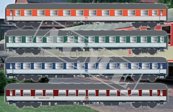ACME AC55343 - 4-tlg. Set Personenwagen Popart der DB