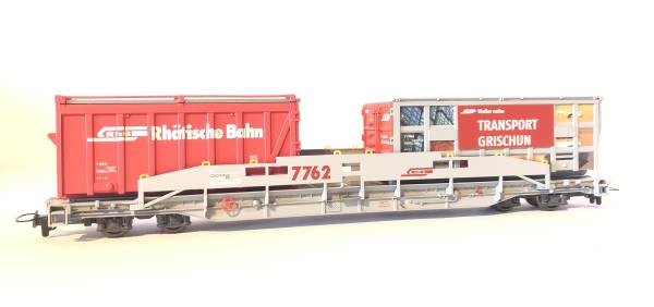 BEMO 2290122 - RhB Sl 7762 ACTS-Tragwagen mit RhB + "Bünder Güterbahn" BEMO 2290122 - RhB Sl 7762 ACTS-Tragwagen mit RhB + "Bünder Güterbahn"