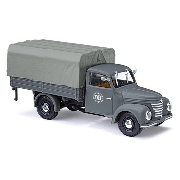 Busch 52362 - Framo V901/2 Pritsche/Plane, Deutsche Reichsbahn, Grau Busch 52362 - Framo V901/2 Pritsche/Plane, Deutsche Reichsbahn, Grau