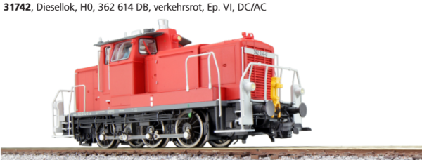 ESU 31742 - Diesellok BR V60, 362 614 der DB, verkehrsrot ESU 31742 - Diesellok BR V60, 362 614 der DB, verkehrsrot