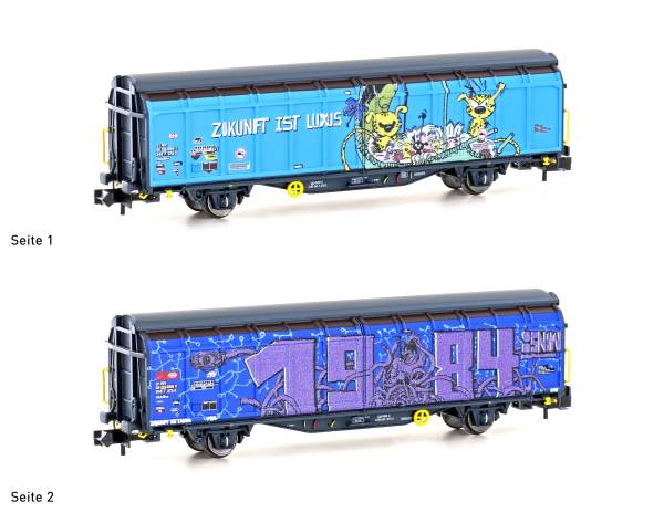 Hobbytrain H24666 - Schiebewandwagen Hbbillns der SBB, Graffiti-Serie (4) Hobbytrain H24666 - Schiebewandwagen Hbbillns der SBB, Graffiti-Serie (4)