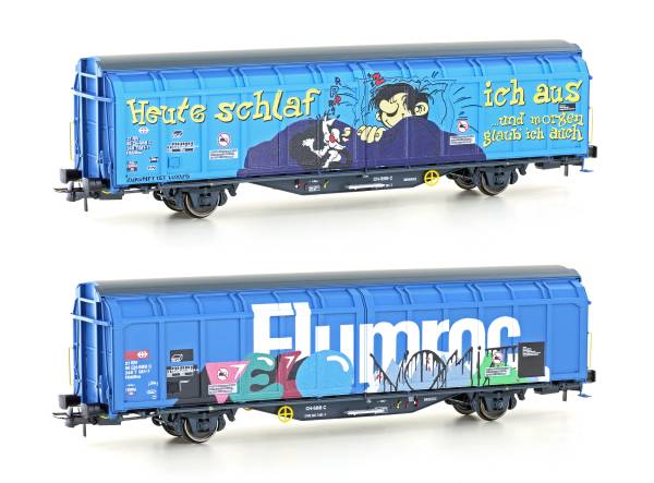 Hobbytrain H45103 - Schiebewandwagen Hbbillns der SBB, Graffiti-Serie 1
