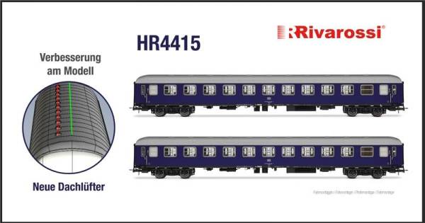 Rivarossi HR4415 - 2-tlg. Set Liegewagen Bcm 243 der DB, blaue Farbgebung