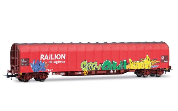 Rivarossi HR6680 - Schiebeplanenwagen Rils der DBAG, "RAILION DB LOGISTICS" mit Graffit