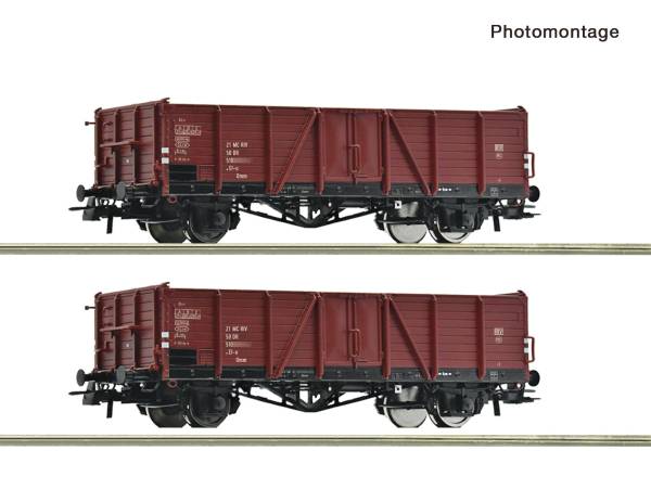 ROCO 6600194 - 2-tlg. Set: Offene Güterwagen der DR