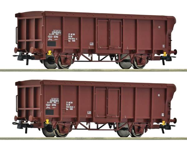 ROCO 6600280 -2-tlg. Set: Offene Güterwagen der DR