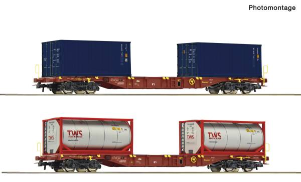 Roco 6600364 – 2-tlg. Set: Containertragwagen, Touax