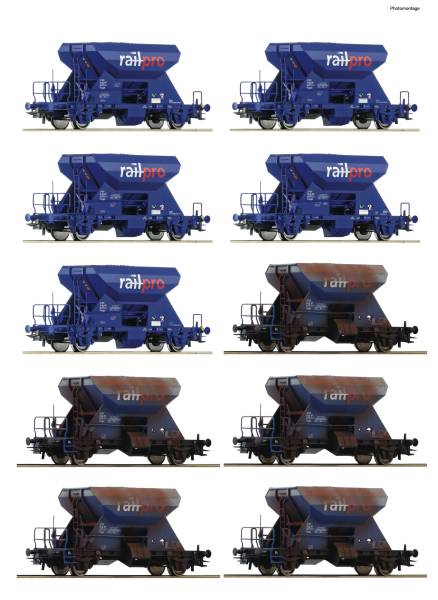 Roco 6600394 – 10-tlg. Display: Schotterwagen, Railpro