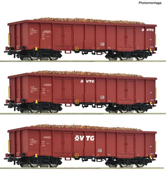 Roco 6600429 – 3-tlg. Set: Offene Güterwagen, AAE/VTG