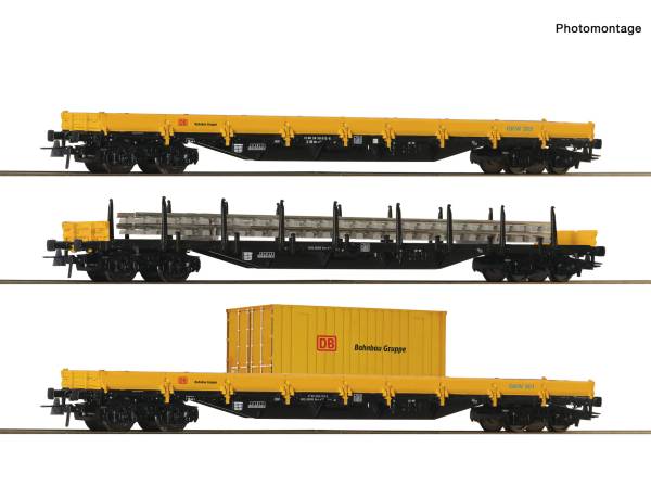 Roco 6600430 – 3-tlg. Set: Rungenwagen, DB Bahnbau