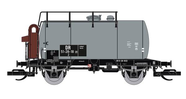 Saxonia 120111 - Kesselwagen Deutz mit Bremserhaus der DR, grau