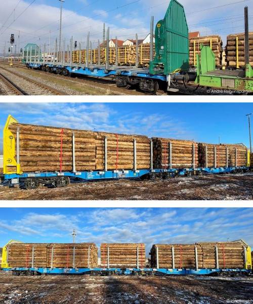 Sudexpress S4657002 - 3er Set Holztransportwagen Sggmrrs 90 'GigaWood' der innofreight