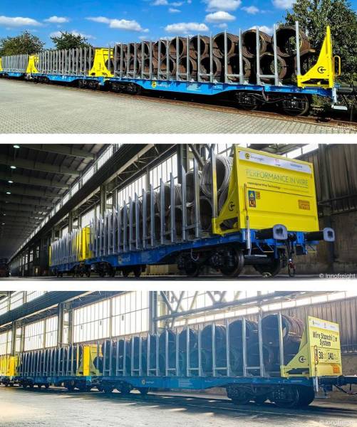 Sudexpress S4657003 - 3er Set Holztransportwagen Sggmrrs 90 'GigaWood' der innofreight