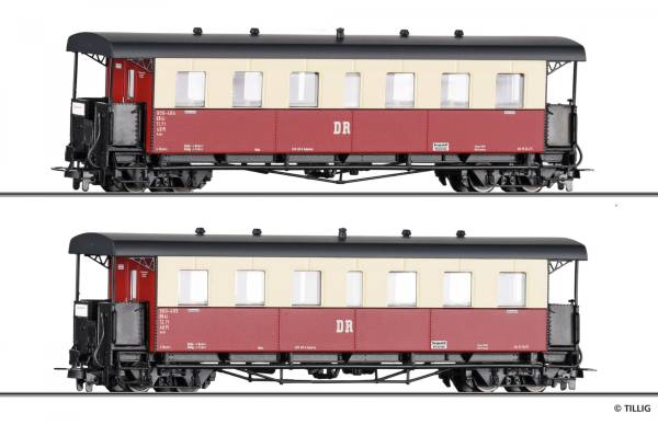 TILLIG 13995 - Personenwagenset der DR, bestehend aus zwei Personenwagen KB4i