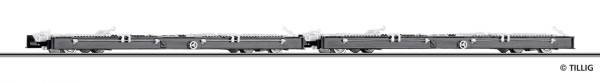 TILLIG 15973 - Güterwagenset der DR, bestehend aus zwei Schmalspur- Rollwagen Rf4