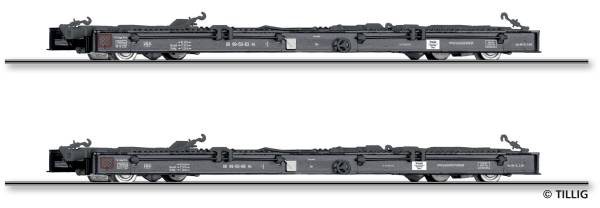 TILLIG 15975 - Güterwagenset der DR, bestehend aus zwei Schmalspur-Rollwagen Rf4