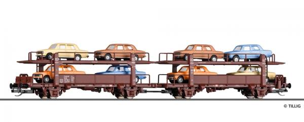 TILLIG 18592 - Autotransportwagen-Einheit Laaek 4357 der DR