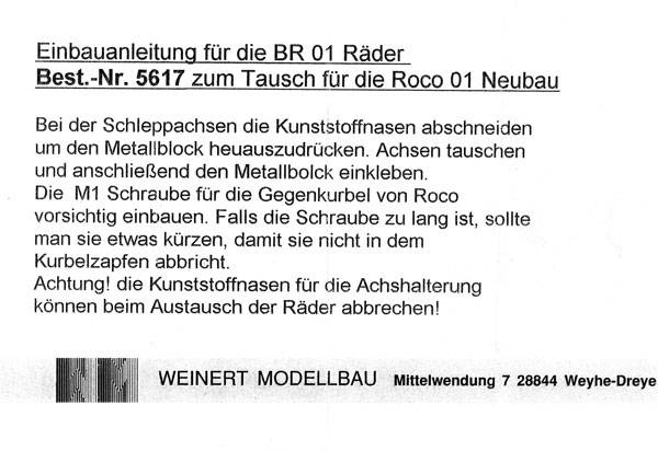Weinert 5617 - Baureihe 01 RP 25-Tauschradsatz Weinert 5617 - Baureihe 01 RP 25-Tauschradsatz