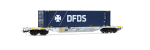 Rivarossi HR6704 - Containerwagen der Bauart Sgnss der HUPAC, mit Container „DFDS”