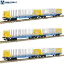 Sudexpress S4657003 - 3er Set Holztransportwagen Sggmrrs 90 'GigaWood' der innofreight